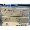 Image 2 : VIVO DUAL MONITOR  ADJUSTABLE DESK MOUNT, SINGLE MOINTOR DESK STAND, AND DUAL MONITOR DESK MOUNT