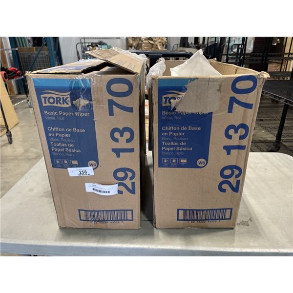 TORK BASIC PAPER WIPER ROLL, WHITE, 2 BOXES CONTAINING 7 ROLLS TOTAL