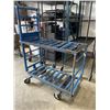 Image 1 : BLUE TWO TIER METAL WAREHOUSE CART ON CASTERS