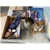 Image 3 : BOX OF ESTAE ITEMS INCLUDING COLLECTIBLE DOLLS, CANUCKS PIGGY BANK, SALT AND PEPPER SHAKERS ETC.