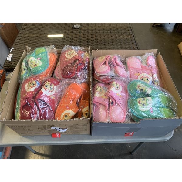2 BOXES ON NEW SLIPPERS, ASSORTED SIZES