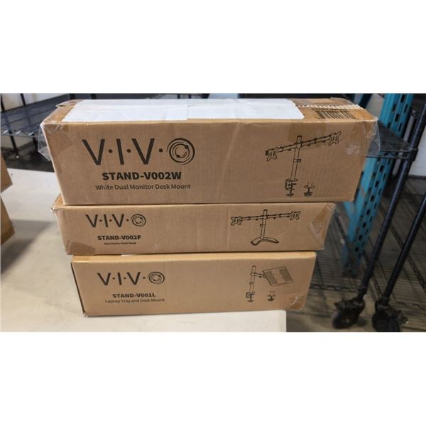 VIVO DUAL MONITOR DESK STAND, DUAL MONITOR DESK MOUNT AND LAPTOP TRAY DESK MOUNT