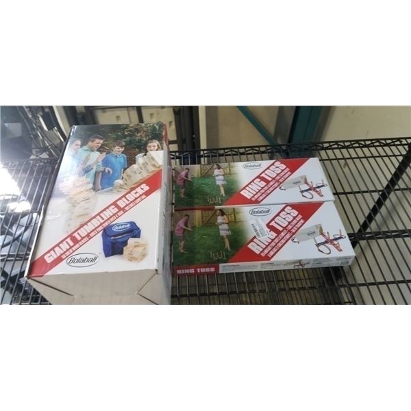 BOLABALL GIANT TUMBLING BLOCKS AND 2 RING TOSS YARD GAMES