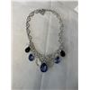 Image 1 : SILVER PLATED WITH GLASS STONES AND RHINESTONES NECKLACE