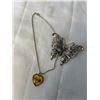 Image 1 : LARGE SILVER TONE BUTTERFLY PENDANT NECKLACE
