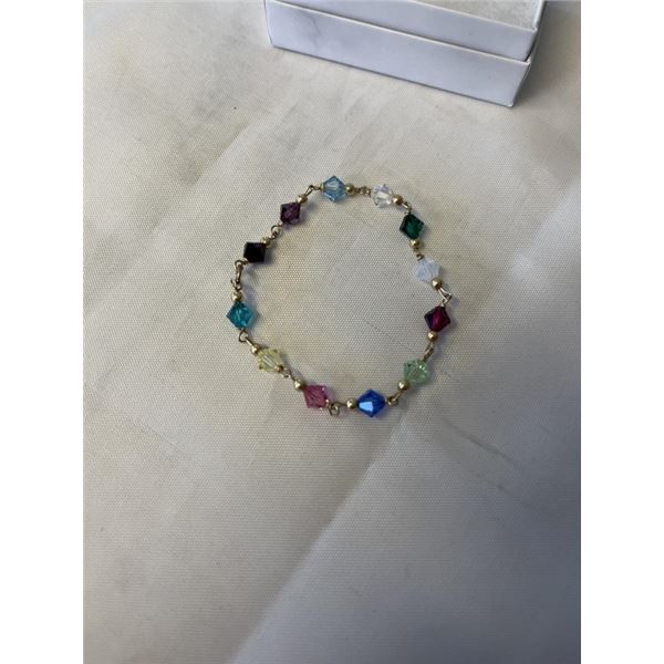 GOLD WITH CRYSTAL BEADS BRACELET MARKED 1/20 14K GF