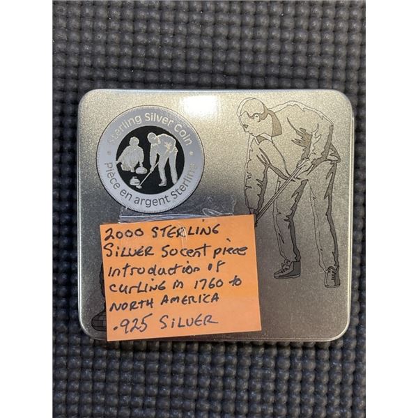 2000 STERLING SILVER 50 CENT PIECE - INTRO TO CURLING NORTH AMERICA .925
