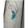 Image 2 : STERLING SILVER WITH OPAL STONE SHARK FIN PENDANT WITH SS CHAIN