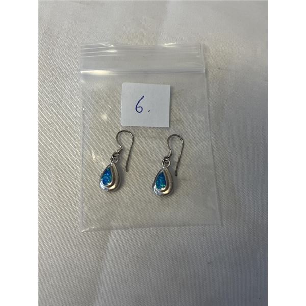 PAIR OF STERLING SILVER WITH OPAL STONES EARRINGS MARKED 925