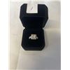 Image 1 : VINTAGE STERLING SILVER WITH WHITE STONES RING, MARKED INITIAL AND 925 SIZE 6.5