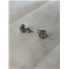 Image 2 : PAIR OF 925 STERLING SILVER WITH CZ STONES STUD EARRINGS, MARKED 925, ONE IS MISSING TINY STONE