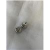 Image 3 : PAIR OF 925 STERLING SILVER WITH CZ STONES STUD EARRINGS, MARKED 925, ONE IS MISSING TINY STONE