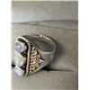Image 3 : VINTAGE STERLING SILVER WITH 3 MOONSTONES RING MARKED 925 SIZE 7.5