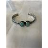 Image 1 : NATIVE AMERICAN STERLING SILVER WITH BLUE TURQUOISE STONES OPEN CUFF BANGLE