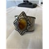 Image 1 : VINTAGE SILVER AND AGATE STONE OPEN CUFF BANGLE