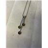 Image 2 : STERLING SILVER CHAIN WITH 3 STONES PENDANT NECKLACE MARKED 925 ITALY