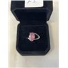 Image 1 : STERLING SILVER WITH PINK CZ STONE RING, SIZE 8
