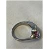 Image 3 : STERLING SILVER WITH PINK CZ STONE RING, SIZE 8