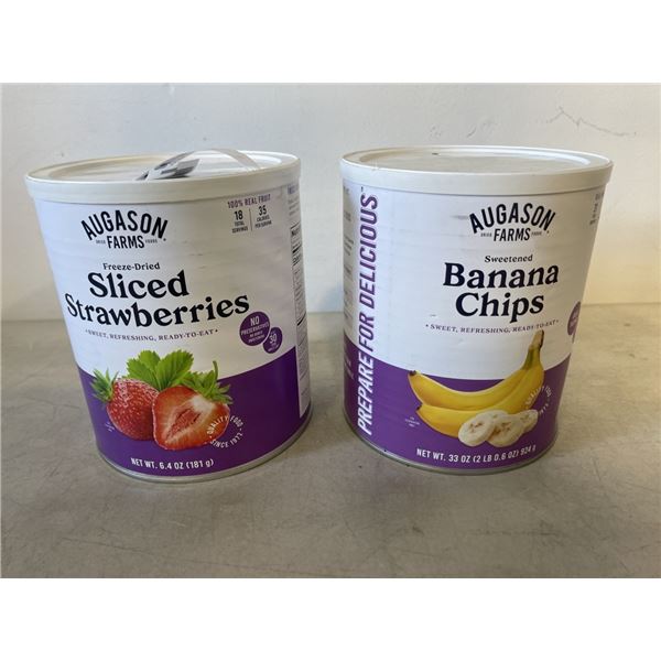AUGASON FARMS FREEZE DRIED SLICED STRAWBERRIES AND SWEETENED BANANA CHIPS