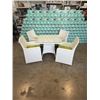 Image 1 : NEW WHITE RATTAN GLASS TOP SQUARE PATIO TABLE WITH 4 CHAIRS, AND CUSHIONS, ALUMINUM FRAME AND PE RAT