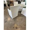 Image 5 : NEW WHITE RATTAN GLASS TOP SQUARE PATIO TABLE WITH 4 CHAIRS, AND CUSHIONS, ALUMINUM FRAME AND PE RAT