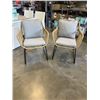 Image 1 : BRAND NEW PAIR OF BOHO STYLE PATIO LOUNGE CHAIRS, WITH GREY CUSHIONS, RETAIL $599