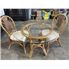Image 1 : RATTAN GLASS TOP TABLE WITH 2 CHAIRS