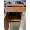 Image 2 : TEAK SIDE TABLE WITH DRAWER AND CUPBOARD