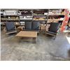 Image 1 : BRAND NEW 6PC ADIRONDACK STYLE PATIO SET, IN DARK GREY / BROWN, 2 CHAIRS, LOVESEAT, 2 SIDE TABLES AN