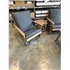 Image 4 : BRAND NEW 6PC ADIRONDACK STYLE PATIO SET, IN DARK GREY / BROWN, 2 CHAIRS, LOVESEAT, 2 SIDE TABLES AN