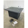 Image 3 : BRAND NEW PATIO FIRE PIT, SLATTED ALUMINUM TOP COMPLETE WITH COVER, WIND GUARD, ROCKS, AND NATURAL G