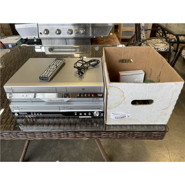 2 VHS / DVD COMBO PLAYERS, AND ASSORTED PARTS CELLPHONES, SPEAKER ETC