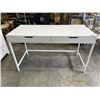 Image 1 : MODERN WHITE IKEA DESK WIOTH TWO DRAWERS AND REAR FLIP OPEN STORAGE