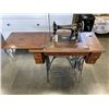 Image 3 : SINGER SEWING MACHINE IN CABINET WITH ACCESSORIES