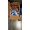 Image 3 : TWO BOXES OF ESTATE GOODS AND SIZE 10 ICE SKATES
