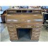 Image 1 : OAK ROLL TOP DESK WITH KEY