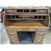 Image 2 : OAK ROLL TOP DESK WITH KEY