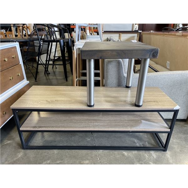 TWO TIER MODERN MEDIA STAND WITH SIDE TABLE