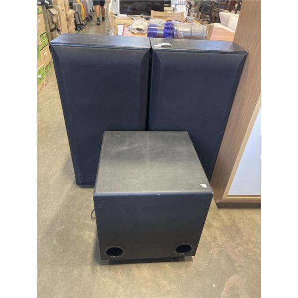 2 PIONEER FLOOR SPEAKERS AND SIGNATURE SERIES 100W SUBWOOFER