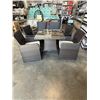 Image 1 : NEW BROWN RATTAN GLASS TOP SQUARE PATIO TABLE WITH 4 CHAIRS, AND CUSHIONS, ALUMINUM FRAME AND PE RAT