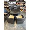 Image 2 : NEW BROWN RATTAN GLASS TOP SQUARE PATIO TABLE WITH 4 CHAIRS, AND CUSHIONS, ALUMINUM FRAME AND PE RAT