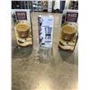 Image 1 : 2 SETS OF NEW RETRO DUAL INSULATED GLASS LATTE / COFFEE MUGS, AND NEW EPARE COFFEE GRINDER, WITH LID