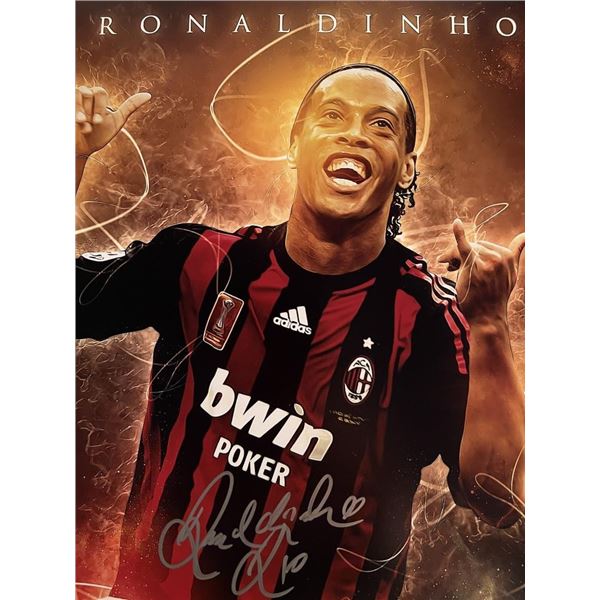 Brazilian soccer star Ronaldinho signed photo