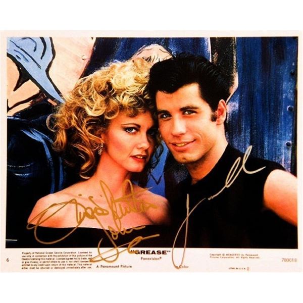 Grease John Travolta and Olivia Newton-John signed movie photo