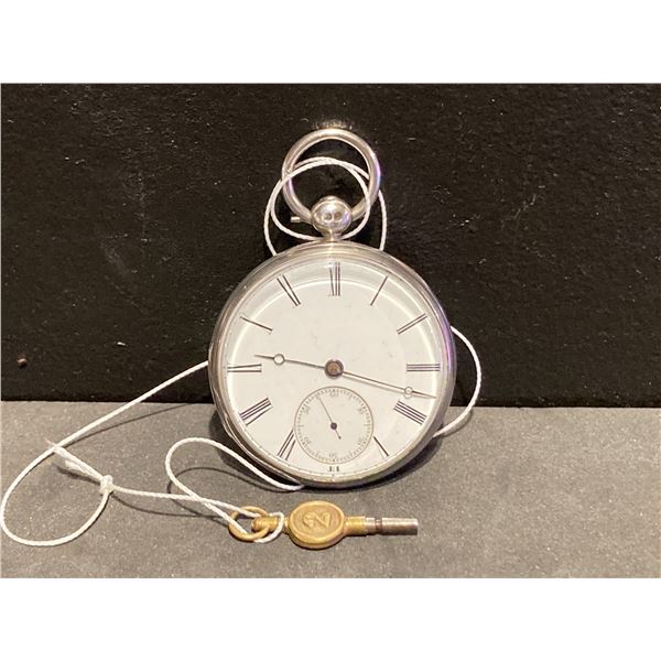 Sterling Silver Key Wind Pocket Watch