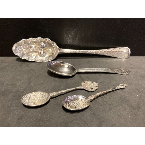 Four Antique Sterling Silver Spoons