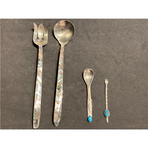 Navajo Silver Spoons with Mexican Alpaca Salad Servers