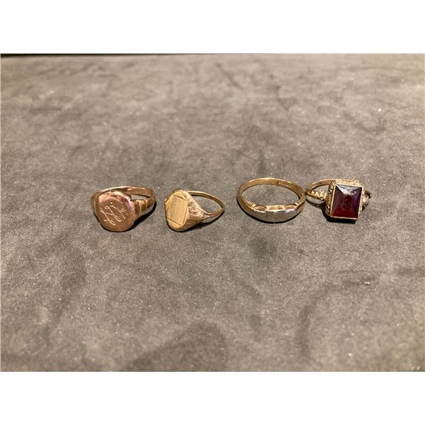 Four 10kt Gold Rings