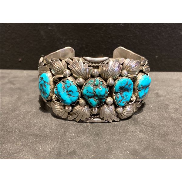 Vintage Southwest Silver and Turquoise Cuff Bracelet
