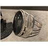 Image 2 : Vintage Southwest Silver and Onyx Cuff Bracelet and Ring